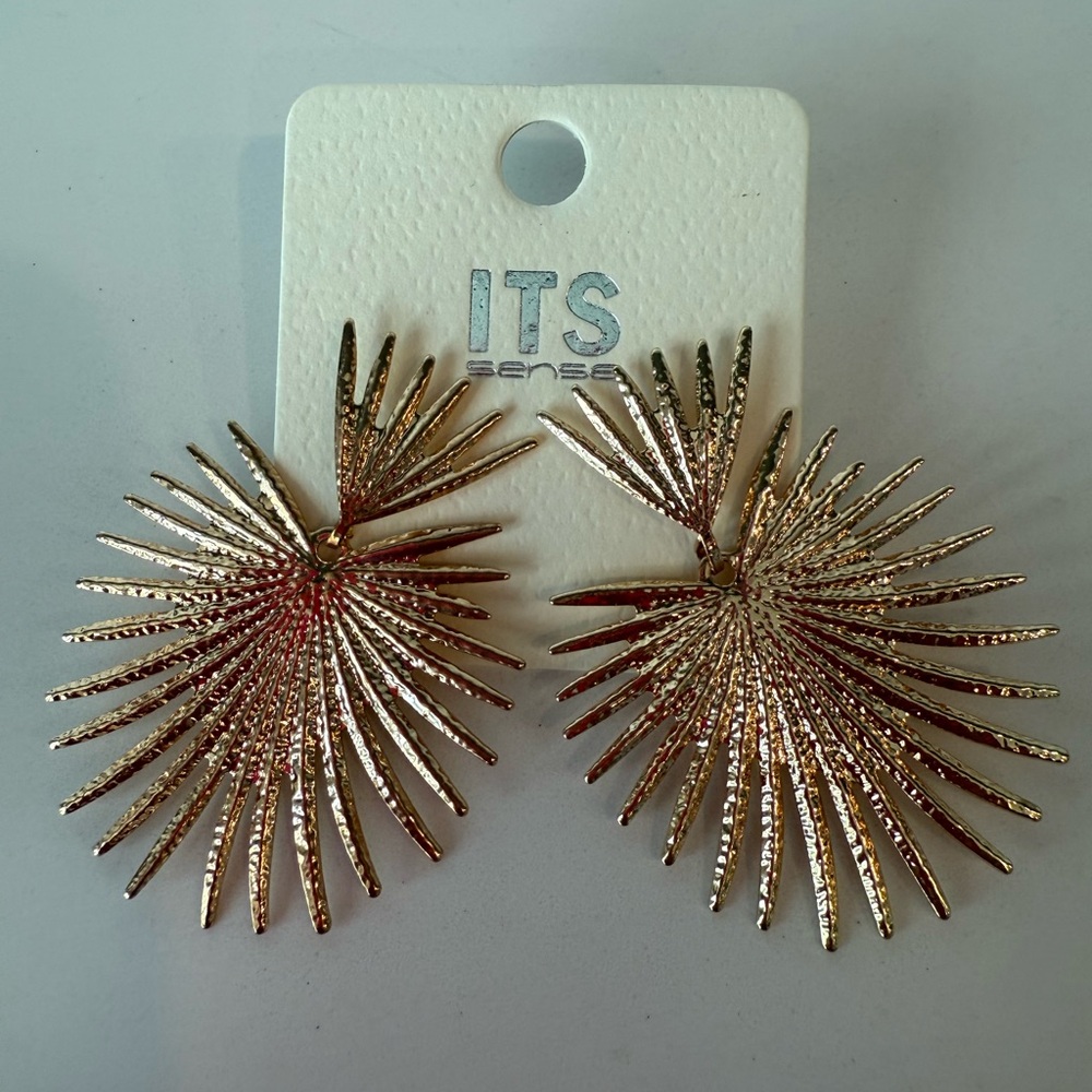 ☀️ Gold Sunburst Statement Earrings | ITS Sense | NWT